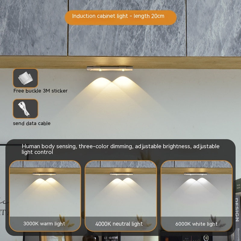 Ultra-thin Human Body Induction Smart Cat's Eye Hill Rechargeable Self-adhesive Wardrobe Light Belt