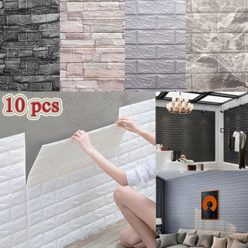 Marble Brick Wall Vinyl Decals- 10 PCs
