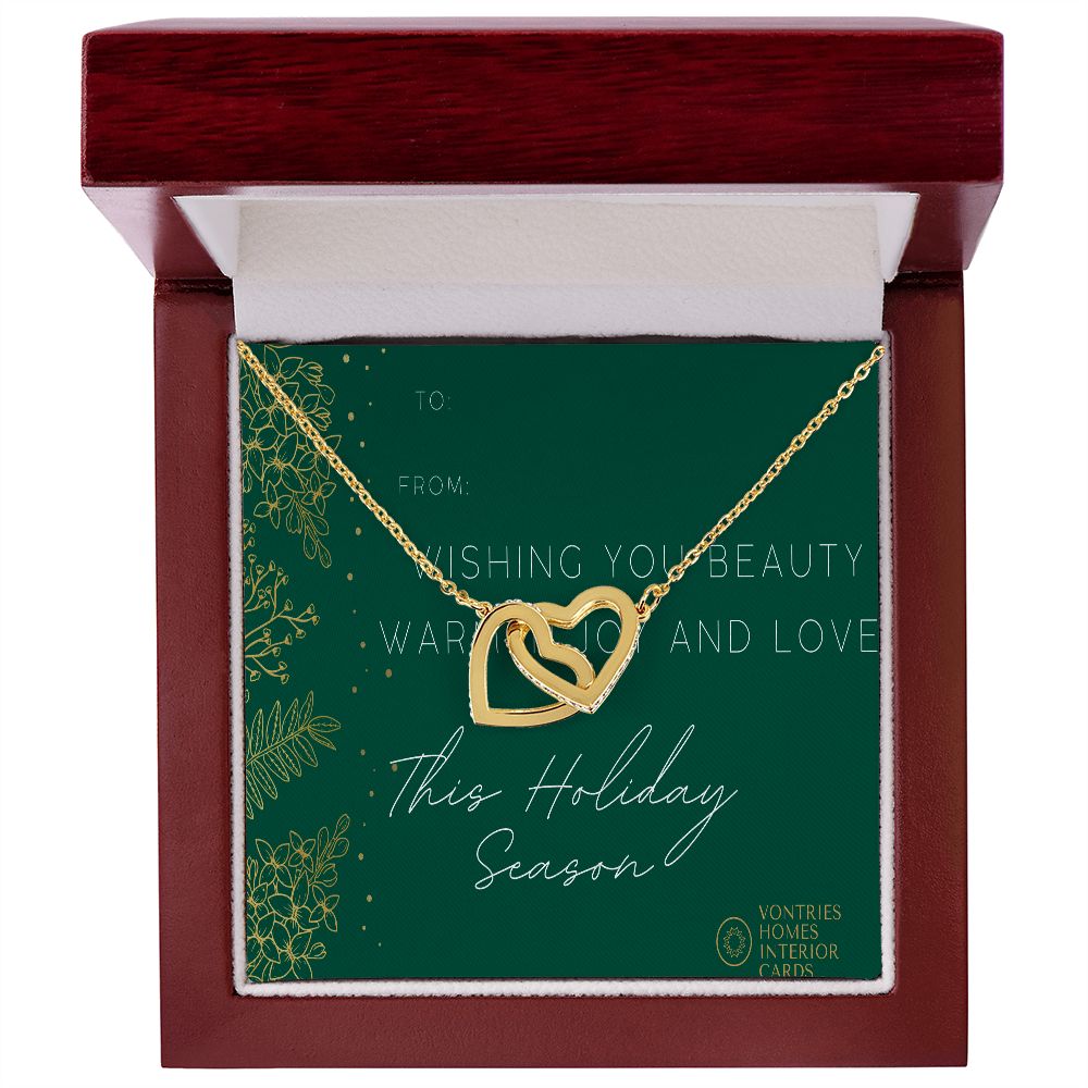 “Happy Holidays” Connecting Hearts Necklace