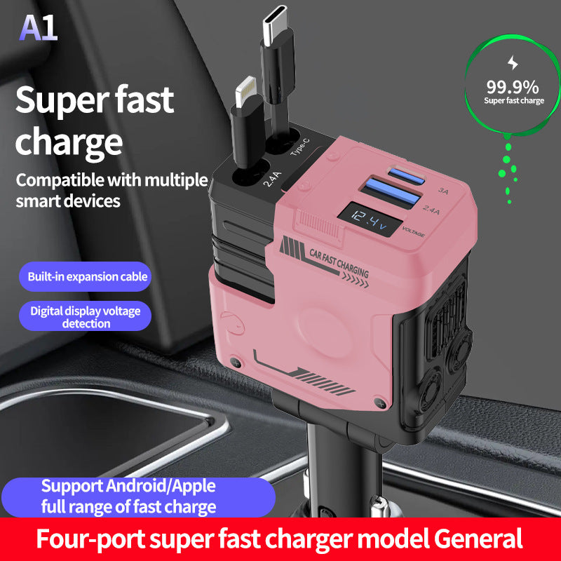 Retractable Four-in-one Car Charger