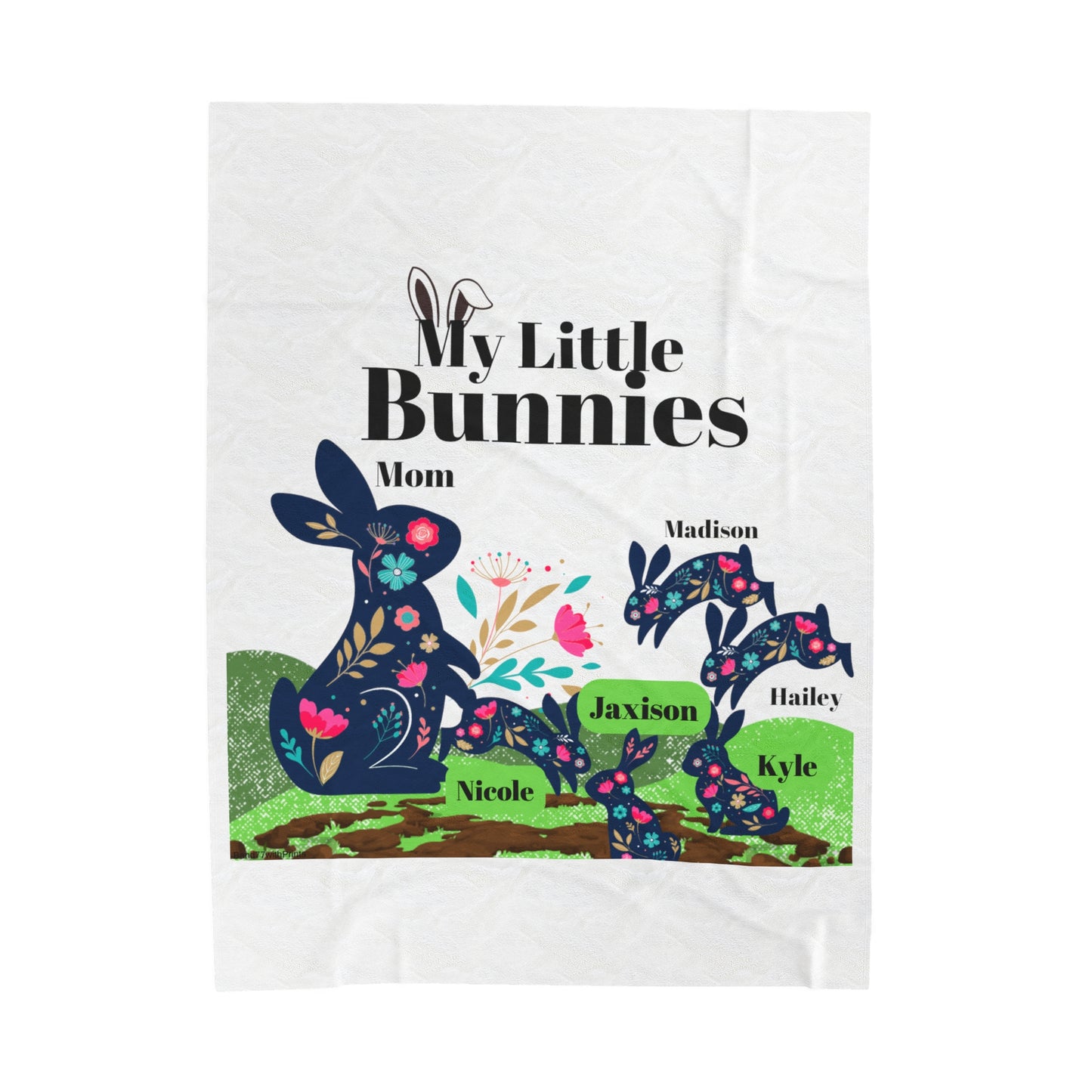 Personalized My Little Bunnies Plush Blanket