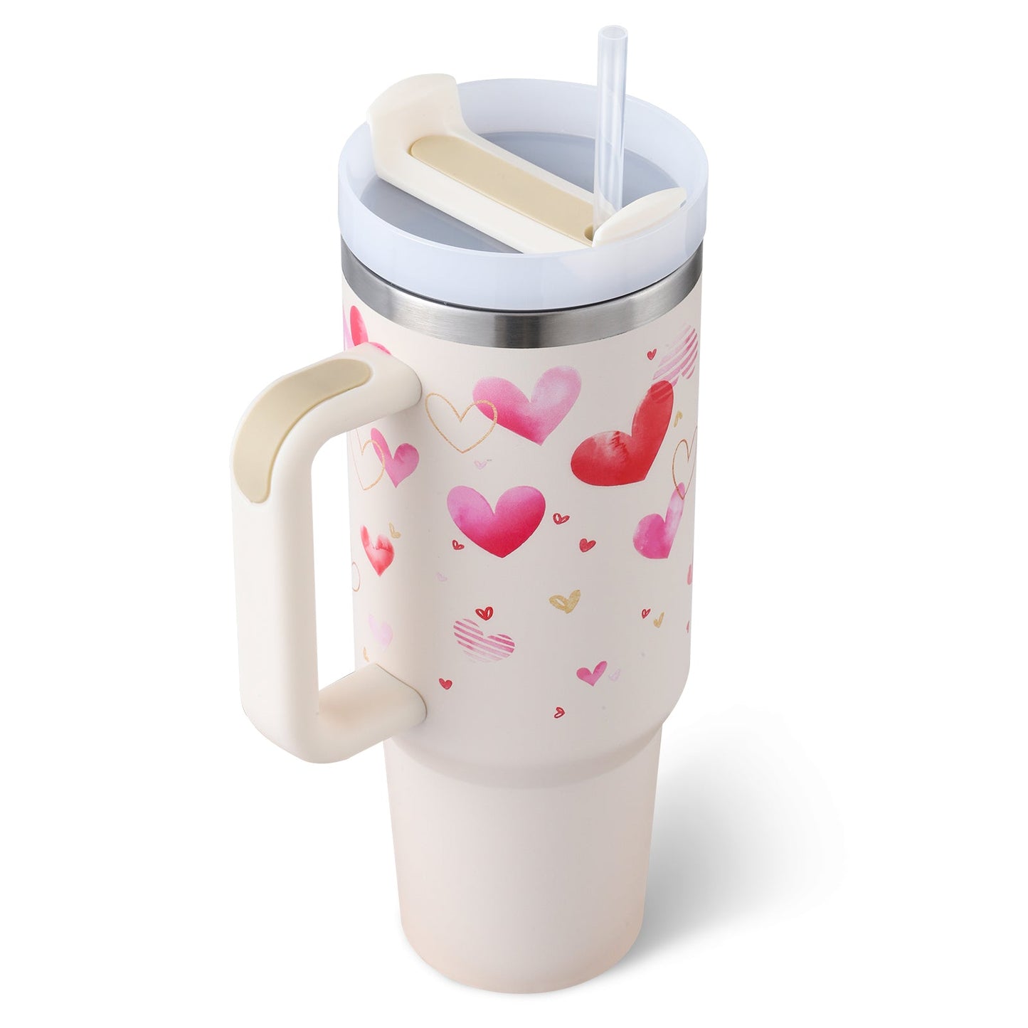 Hearts /Cheetah Print 40 Oz Tumbler With Straw