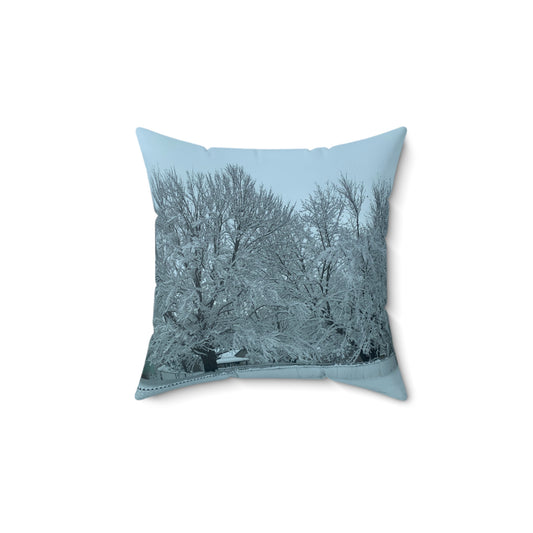 White Winter Square Pillow