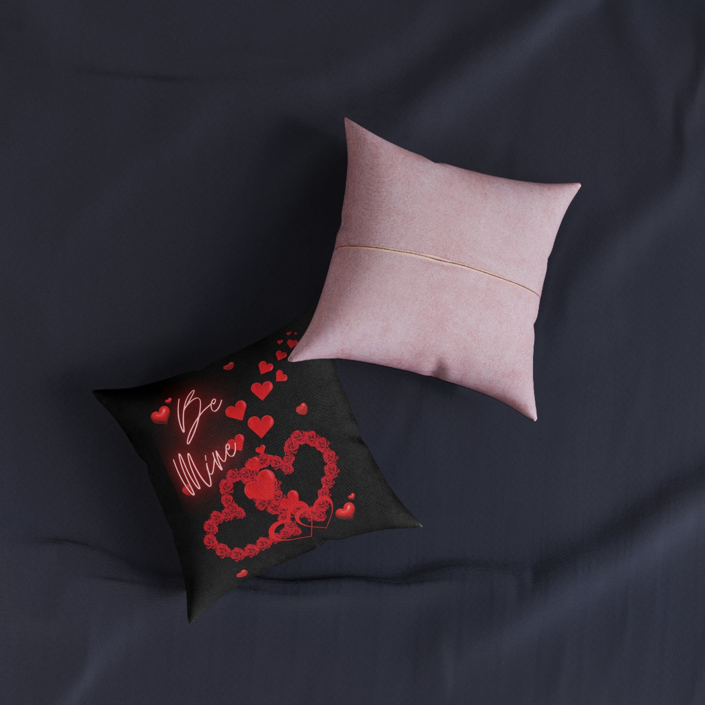 Black Be Mine Pillow W/Pink Back