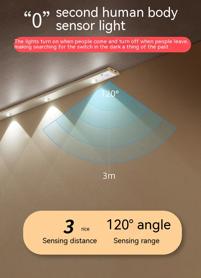 Ultra-thin Human Body Induction Smart Cat's Eye Hill Rechargeable Self-adhesive Wardrobe Light Belt