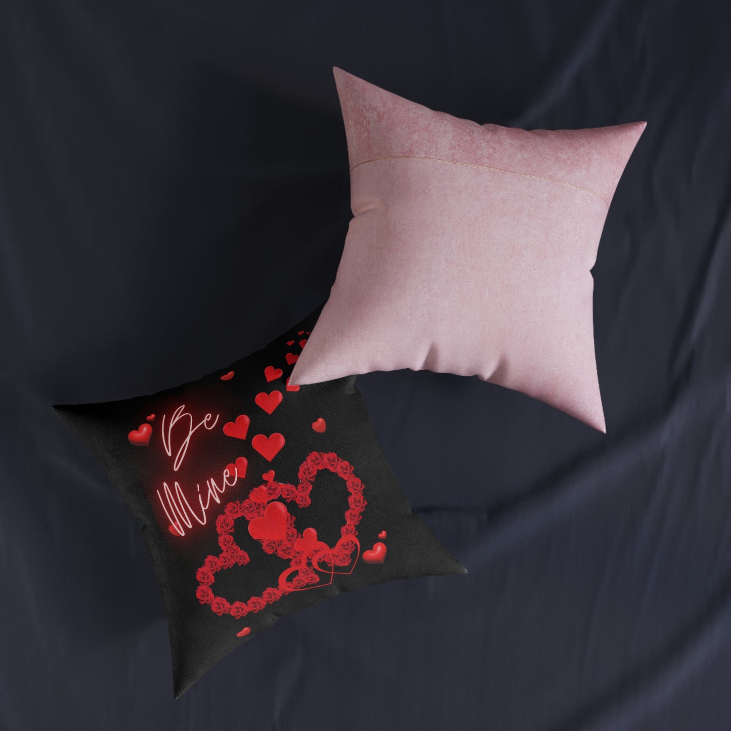 Black Be Mine Pillow W/Pink Back