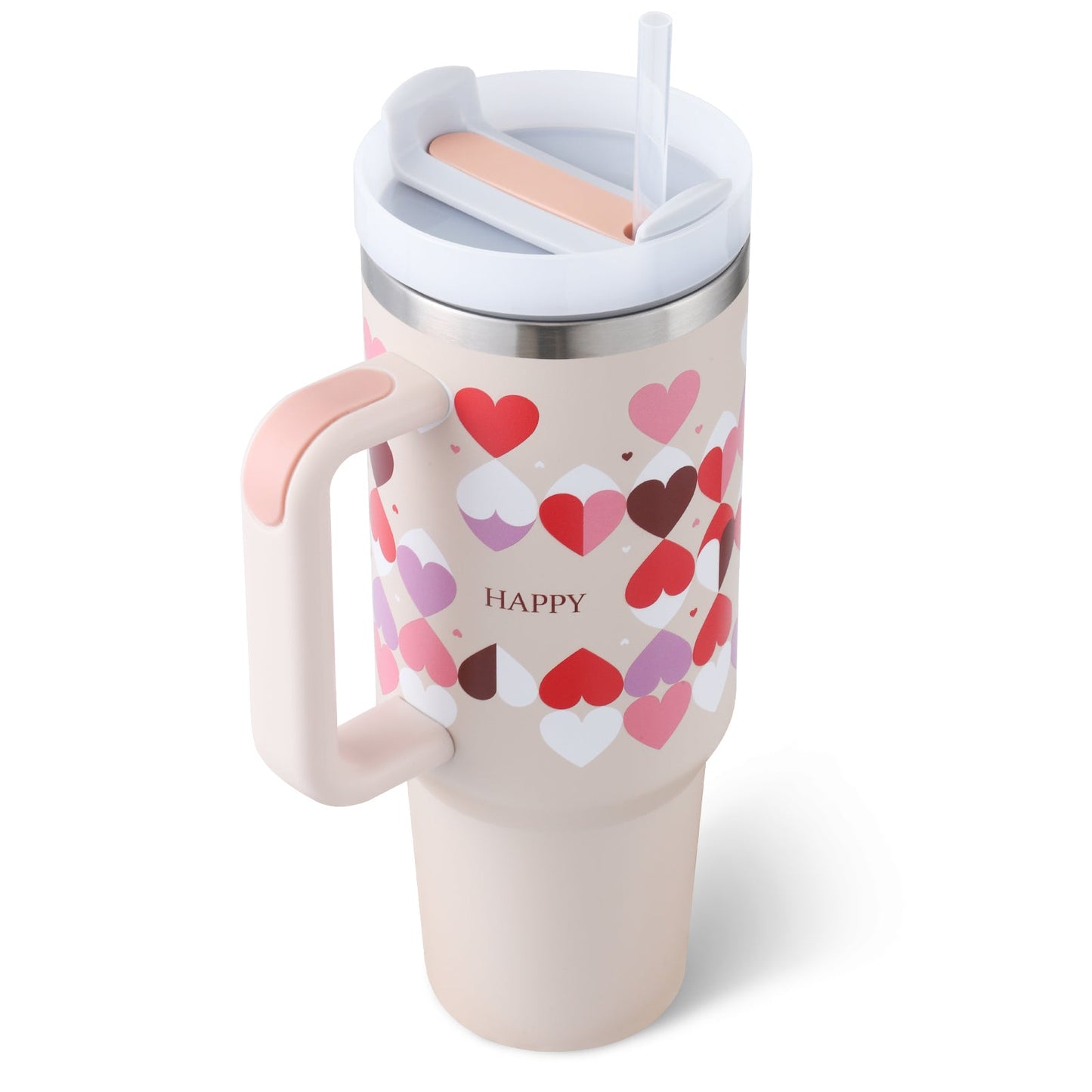 Hearts /Cheetah Print 40 Oz Tumbler With Straw