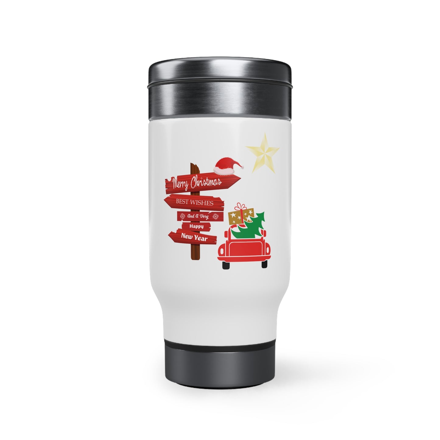 Roads to the Holidays Travel Mug with Handle, 14oz