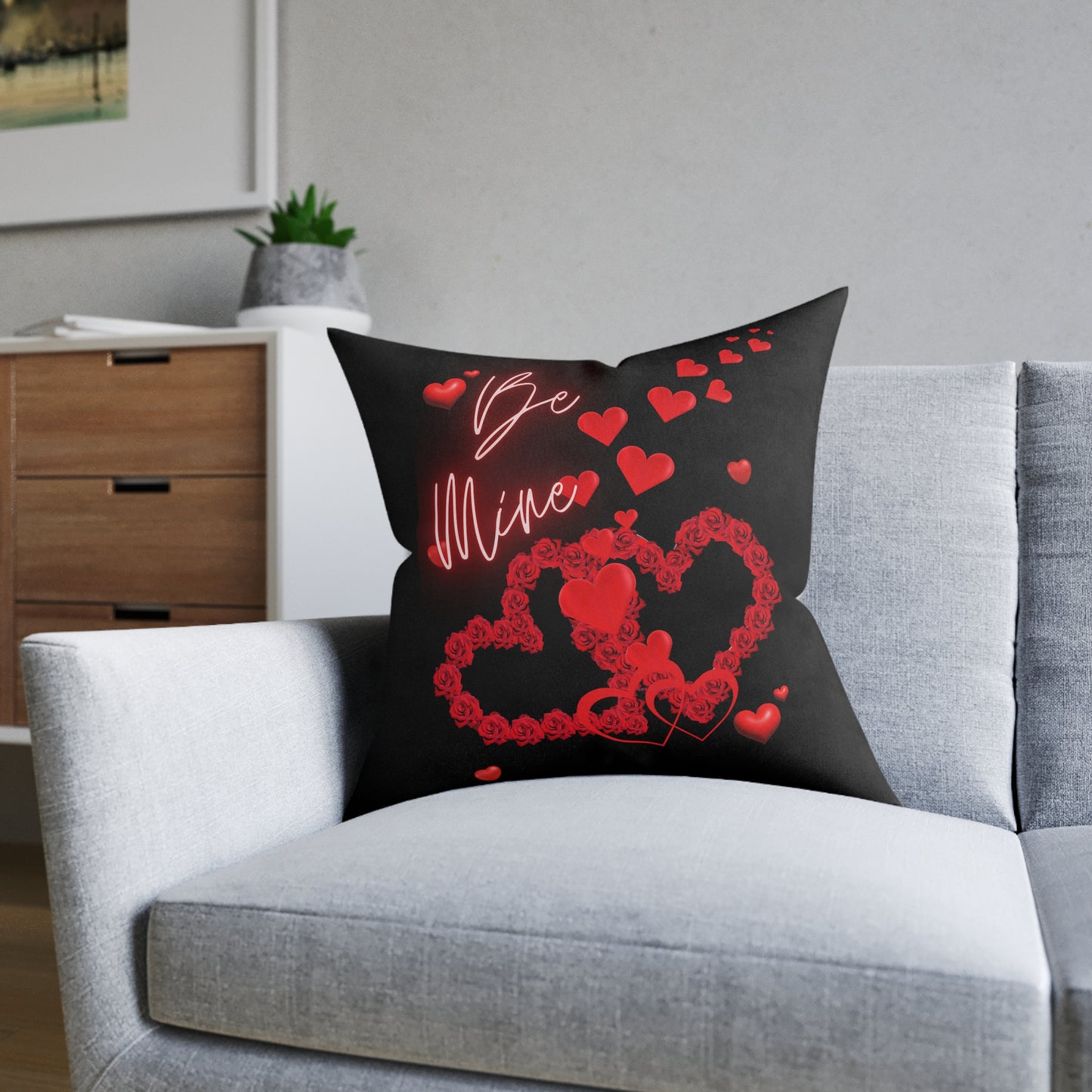 Black Be Mine Pillow W/Pink Back