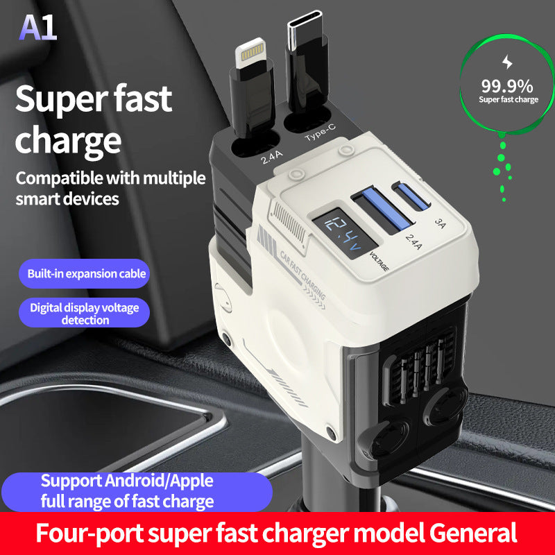 Retractable Four-in-one Car Charger