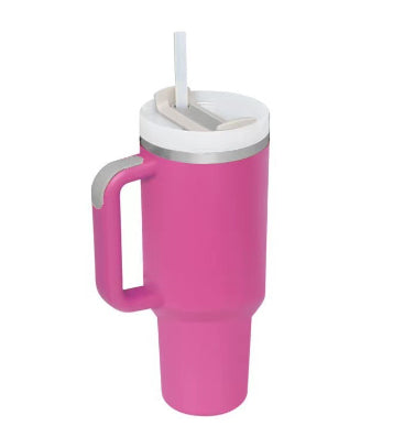 Solid Color 40 Oz Tumblers With Handle Straw