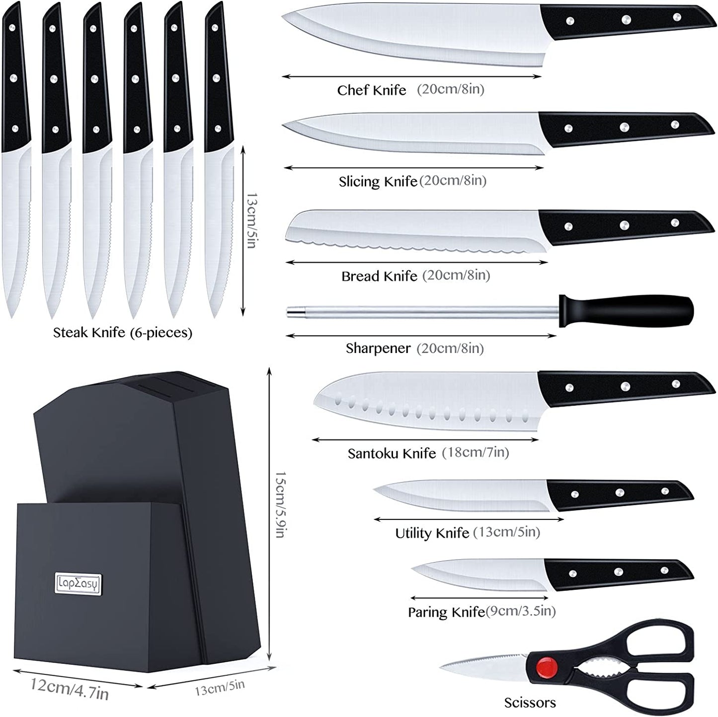 15 pcs Knife Set With Block