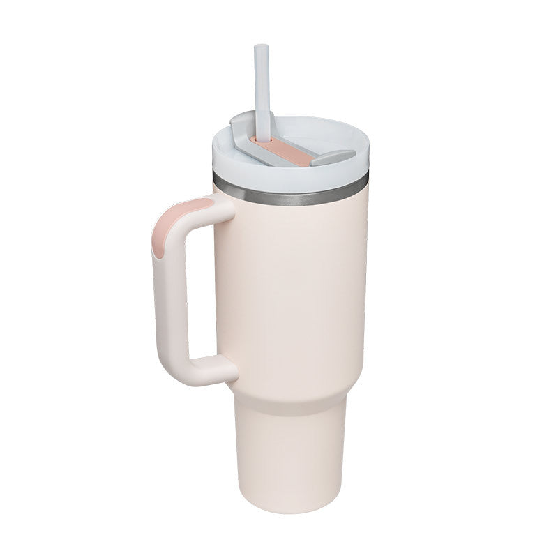 Solid Color 40 Oz Tumblers With Handle Straw