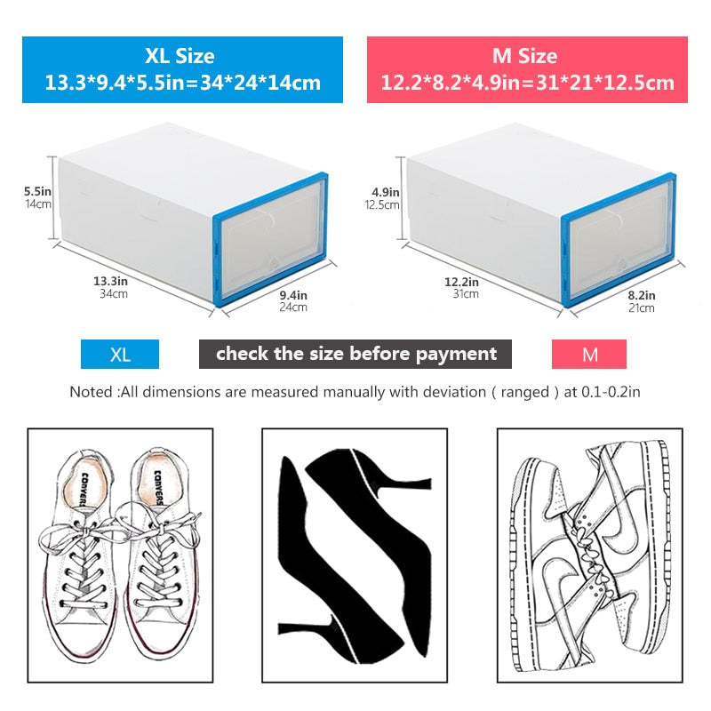 6 Packs Transparent Shoe Box