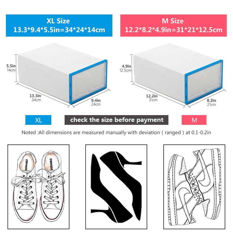 6 Packs Transparent Shoe Box