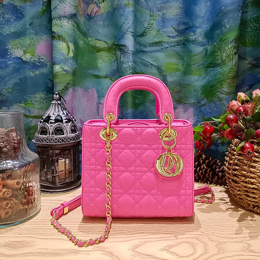 Barbie Pink Heart Ostrich Satchel