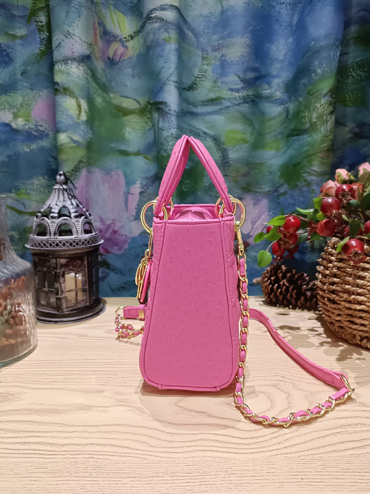 Barbie Pink Heart Ostrich Satchel