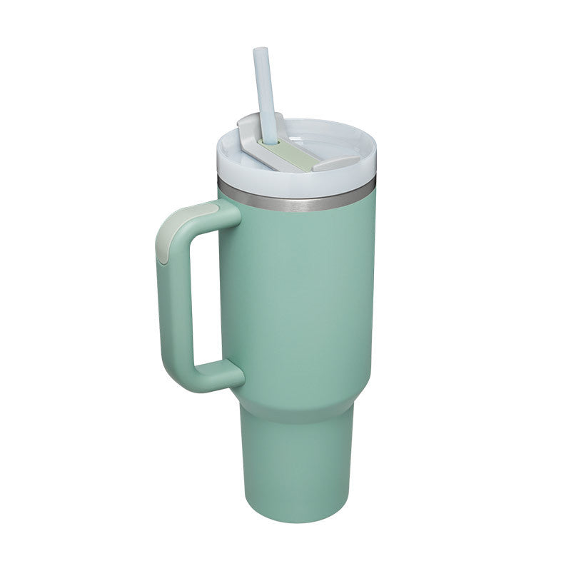 Solid Color 40 Oz Tumblers With Handle Straw