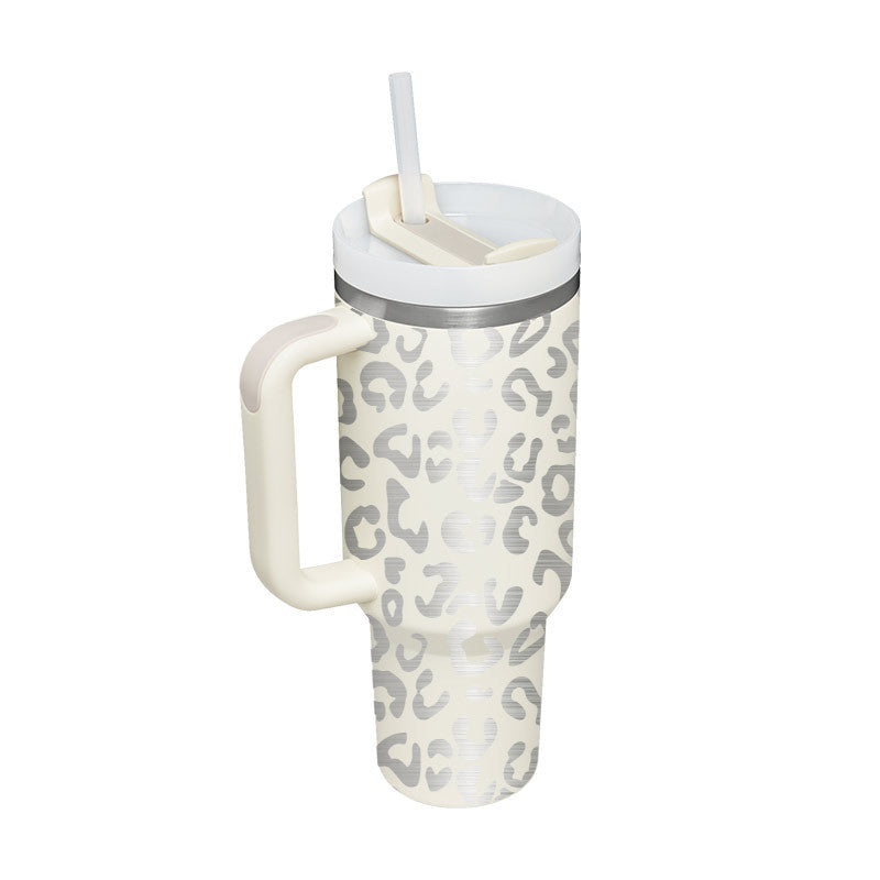 Hearts /Cheetah Print 40 Oz Tumbler With Straw