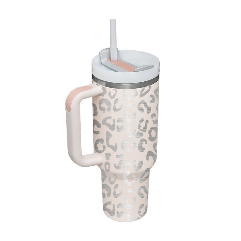 Hearts /Cheetah Print 40 Oz Tumbler With Straw