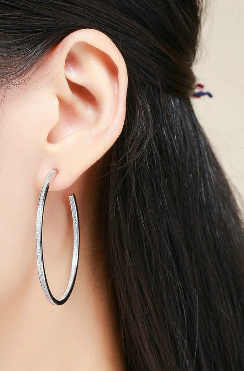 Silver Crystal Hoop Earrings