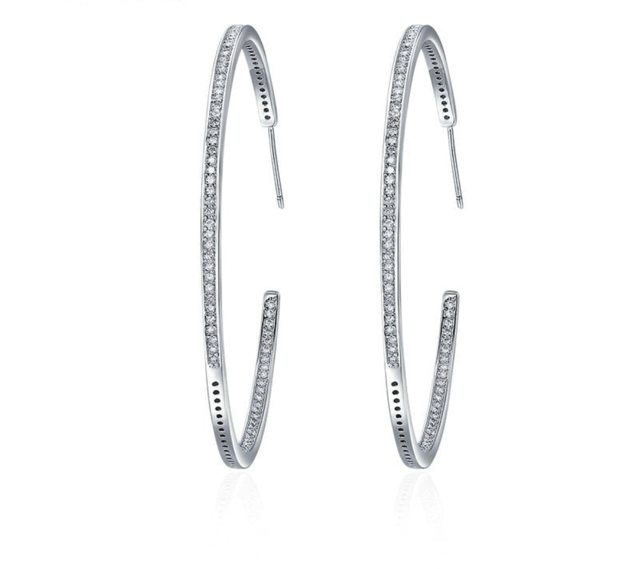 Silver Crystal Hoop Earrings