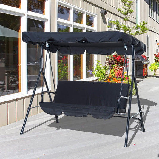 Outsunny Metal 3-Seater Outdoor Patio Swing with Canopy Cushioned.