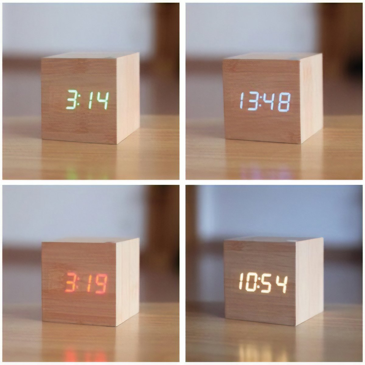 Square Wood Digital Desk Clock