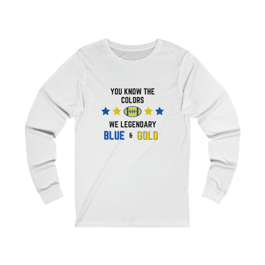 Legendary Sport Colors Blue and Gold Unisex Jersey Long Sleeve Tee