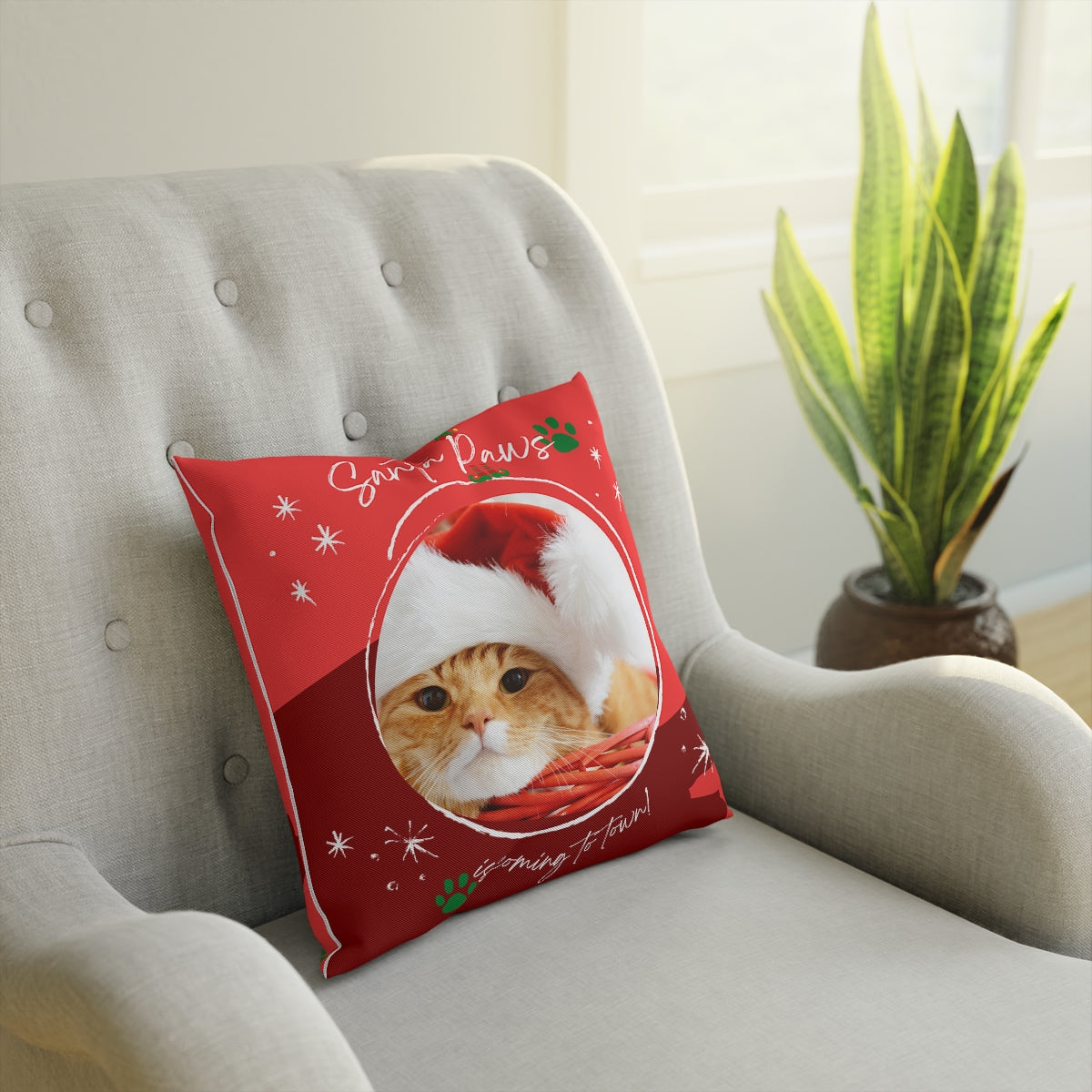 🎅 Santa Cat Paws 🐾 Cushion Pillow