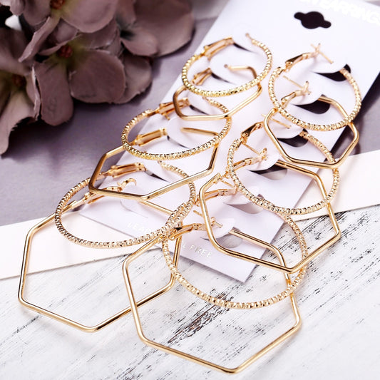 Hyperbolic Hoop Fashion Earrings Set