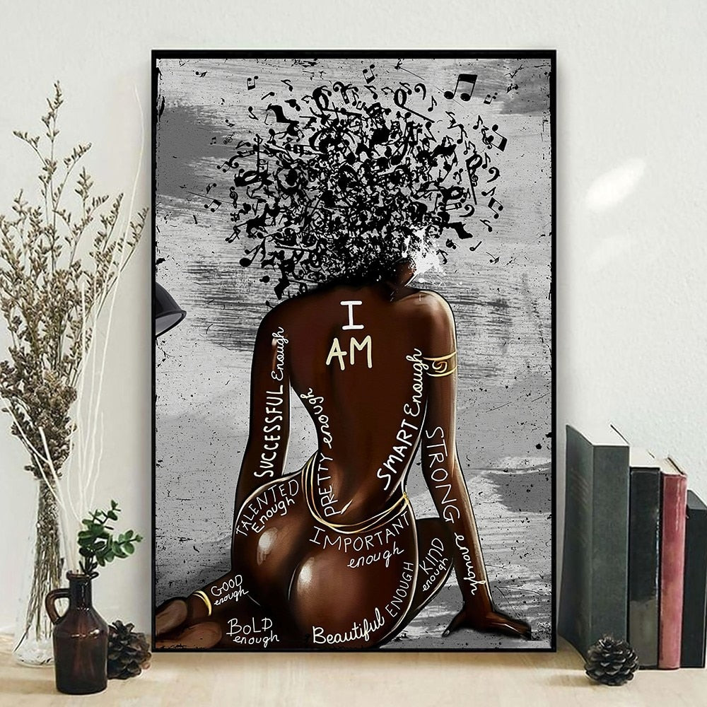 Sexy Black Woman I Am Strong Enough Quote Wall Art