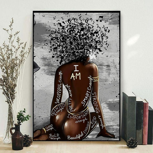 Sexy Black Woman I Am Strong Enough Quote Wall Art