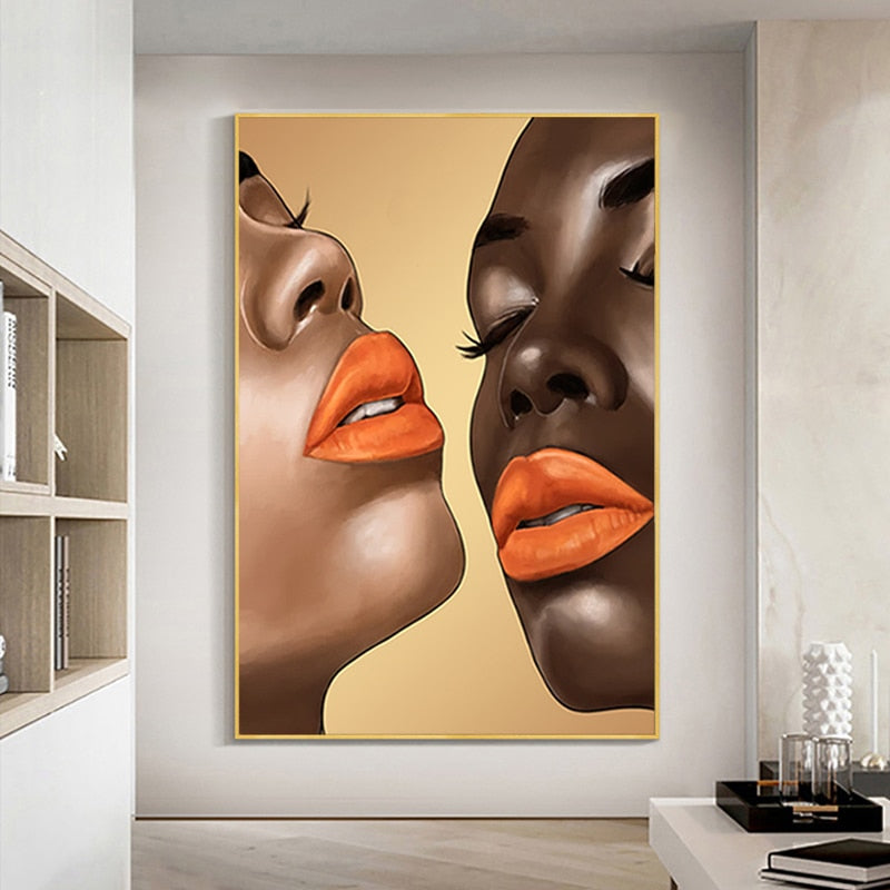 Brown Skin, Orange Lips Canvas