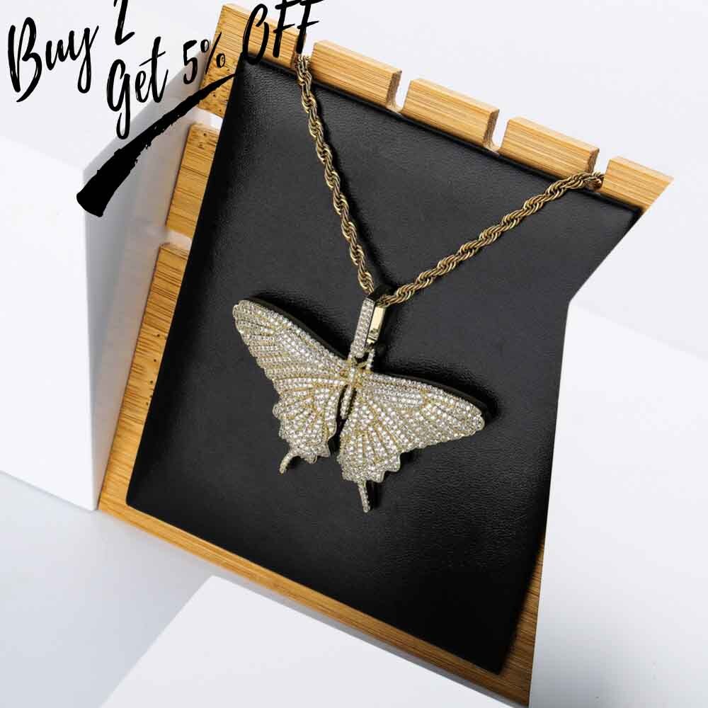 Full Cubic Zircon Butterfly Wings  Necklace/Charm