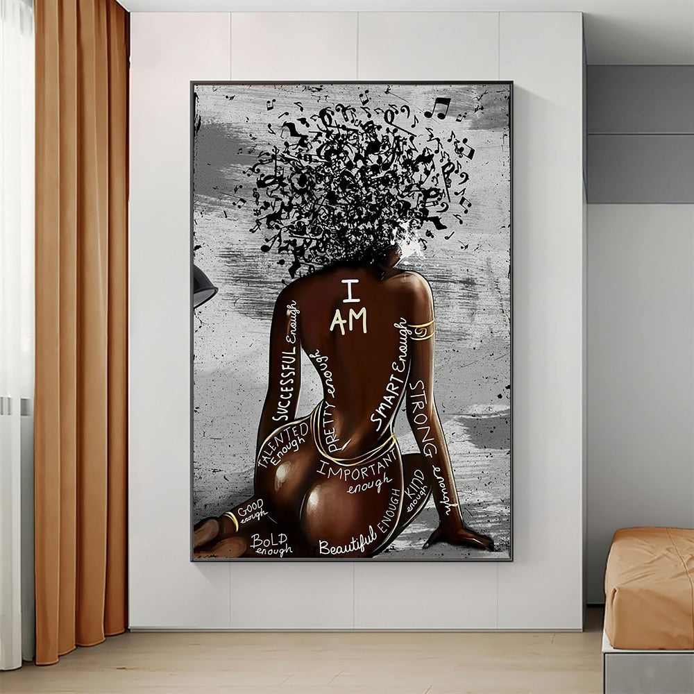 Sexy Black Woman I Am Strong Enough Quote Wall Art