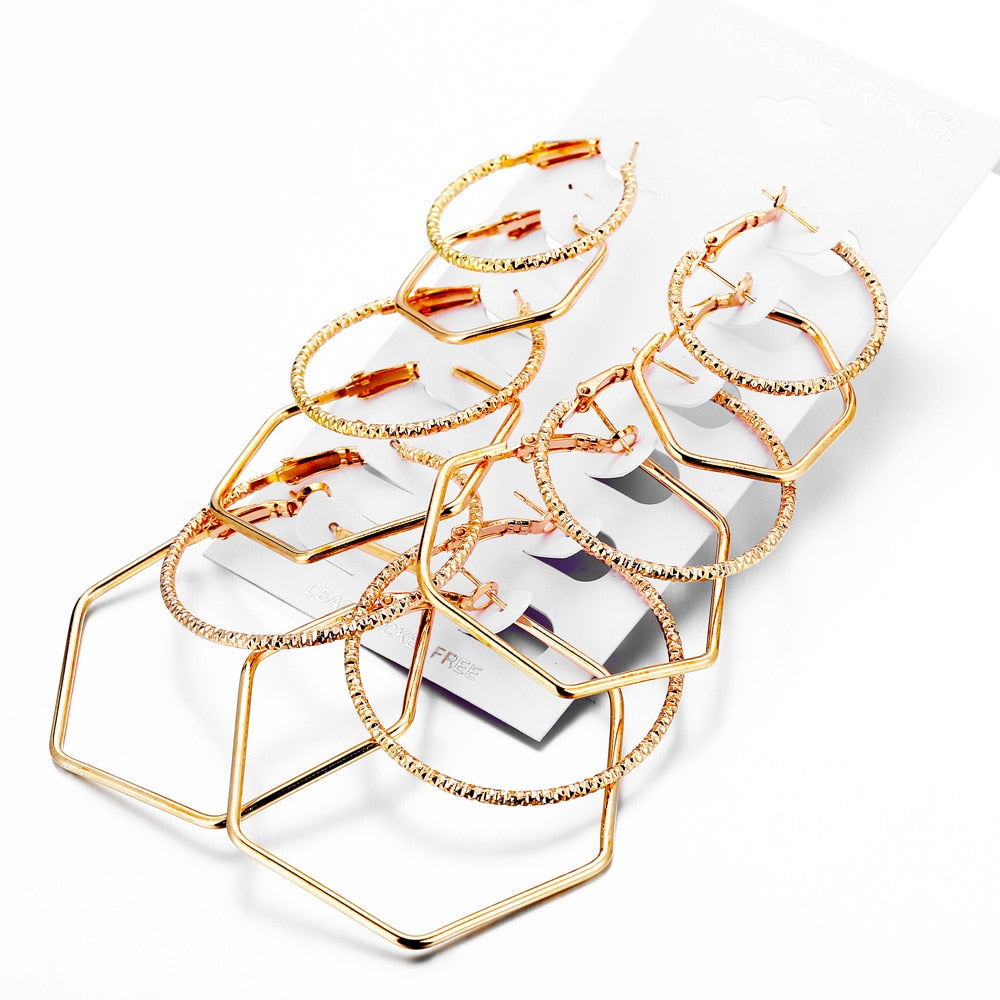 Hyperbolic Hoop Fashion Earrings Set