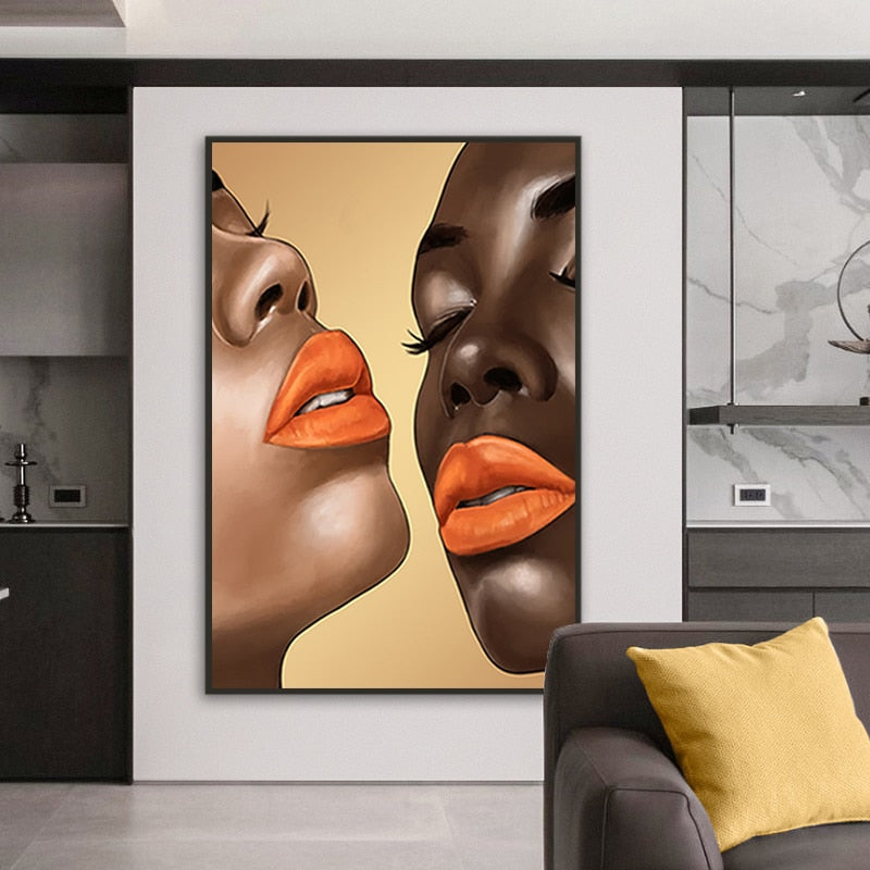 Brown Skin, Orange Lips Canvas