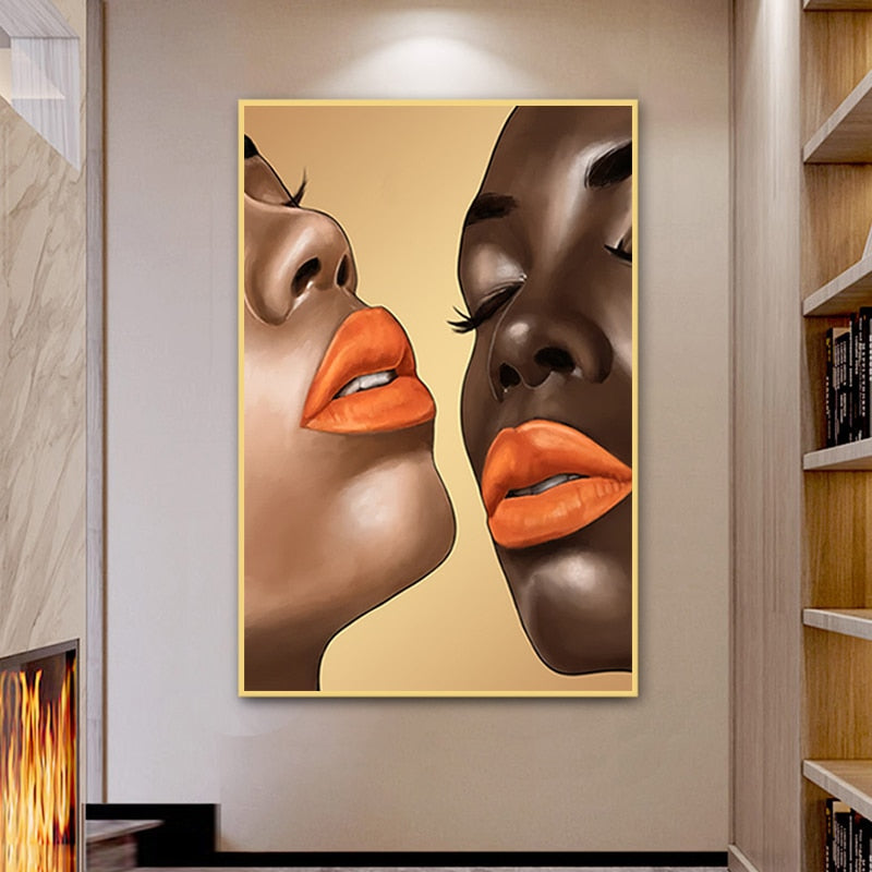 Brown Skin, Orange Lips Canvas