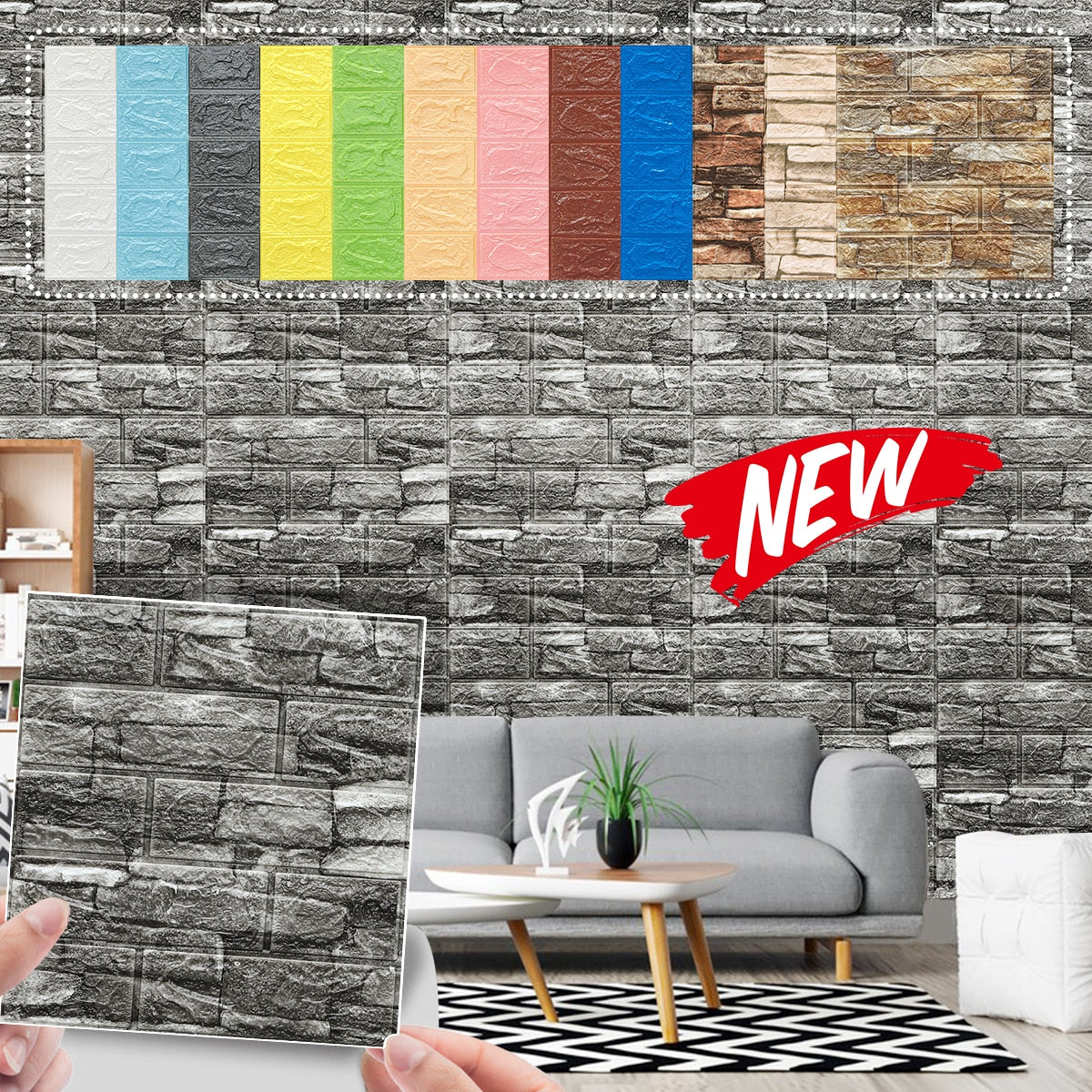 Tile Brick Wall Vinyl Decals- 10 PCs