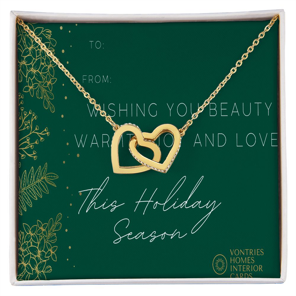 “Happy Holidays” Connecting Hearts Necklace