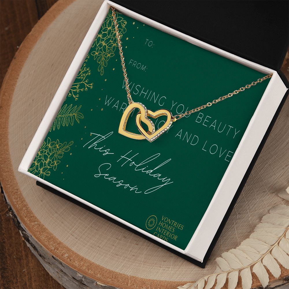 “Happy Holidays” Connecting Hearts Necklace