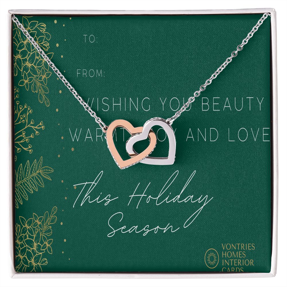 “Happy Holidays” Connecting Hearts Necklace