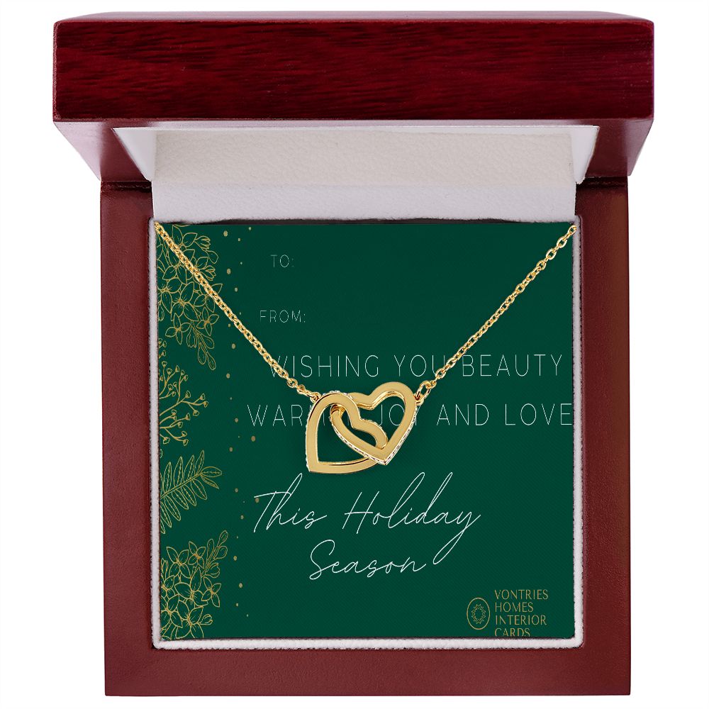 “Happy Holidays” Connecting Hearts Necklace