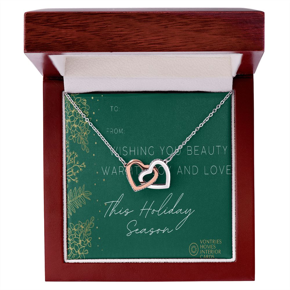 “Happy Holidays” Connecting Hearts Necklace