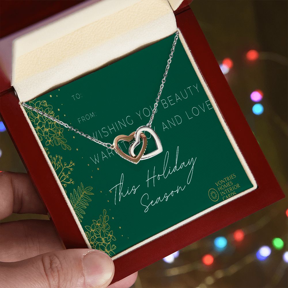 “Happy Holidays” Connecting Hearts Necklace