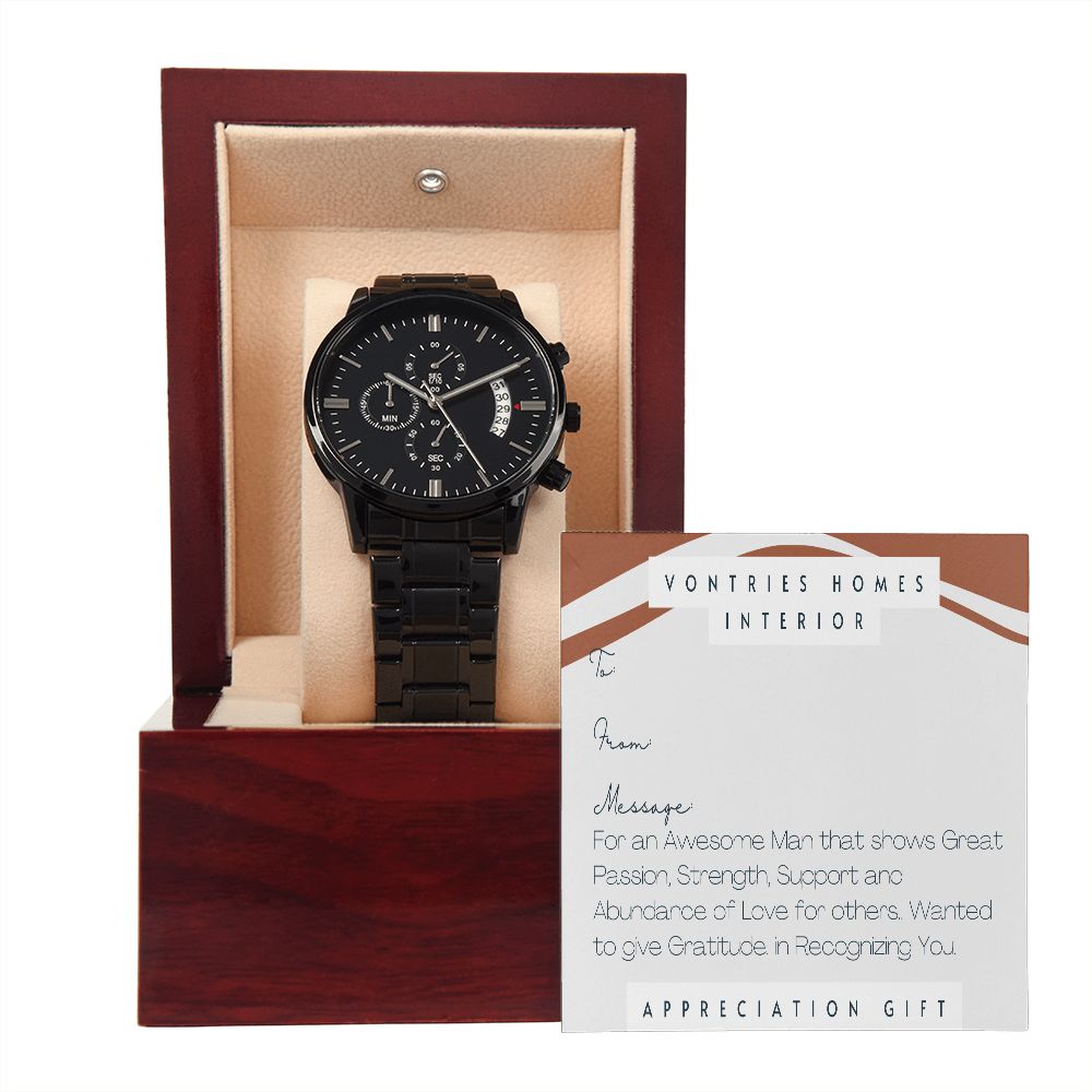 Sleek Black Chronograph Watch