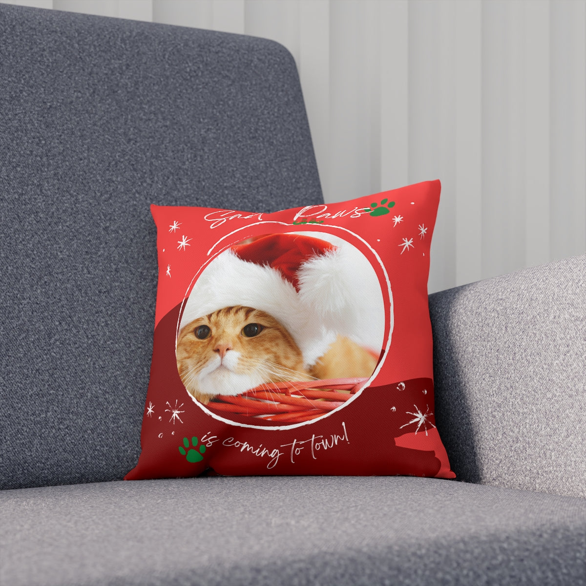 🎅 Santa Cat Paws 🐾 Cushion Pillow