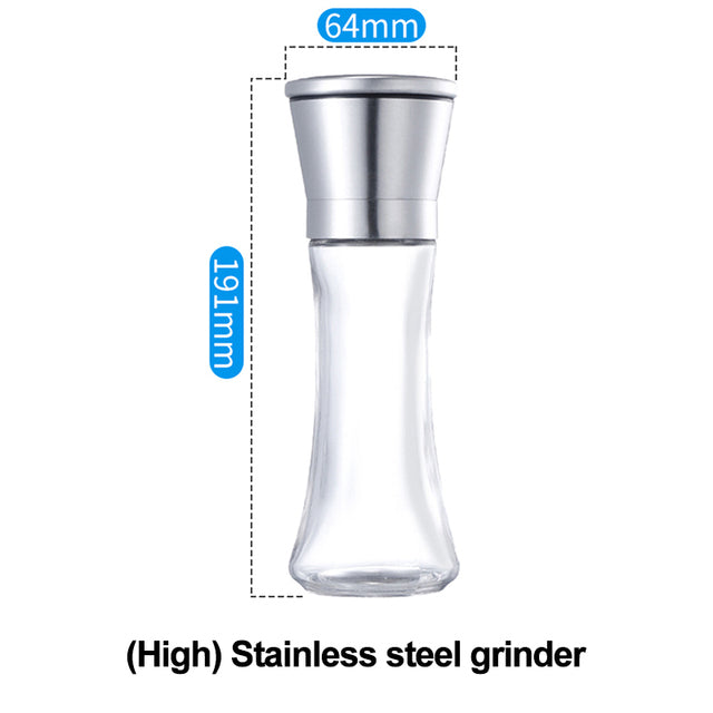 Stainless steel salt and pepper.