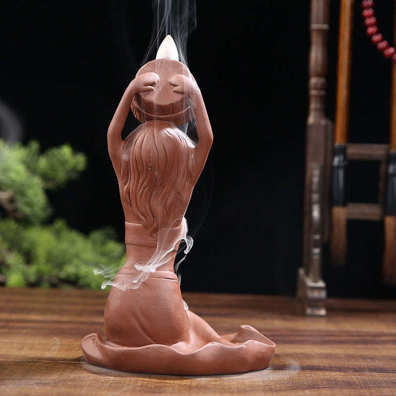 Ceramic Waterfall Mermaid Incense Holder